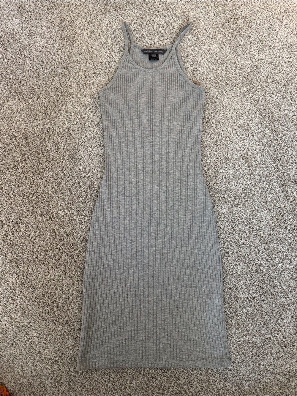 French Connection Gray Ribbed Tank Midi Dress
